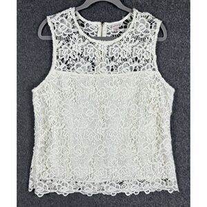 Nanette Lepore NWT Cannoli Cream Floral Lace Sleeveless Blouse Top L